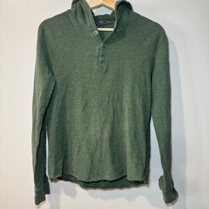 Vince Womens Long Sleeves Button Closure Hoodie‎ Green Cotton Size Small